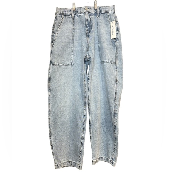 Dkny Denim - DKNY Jeans High Rise Barrell Leg Classic Blue Denim Pants 29